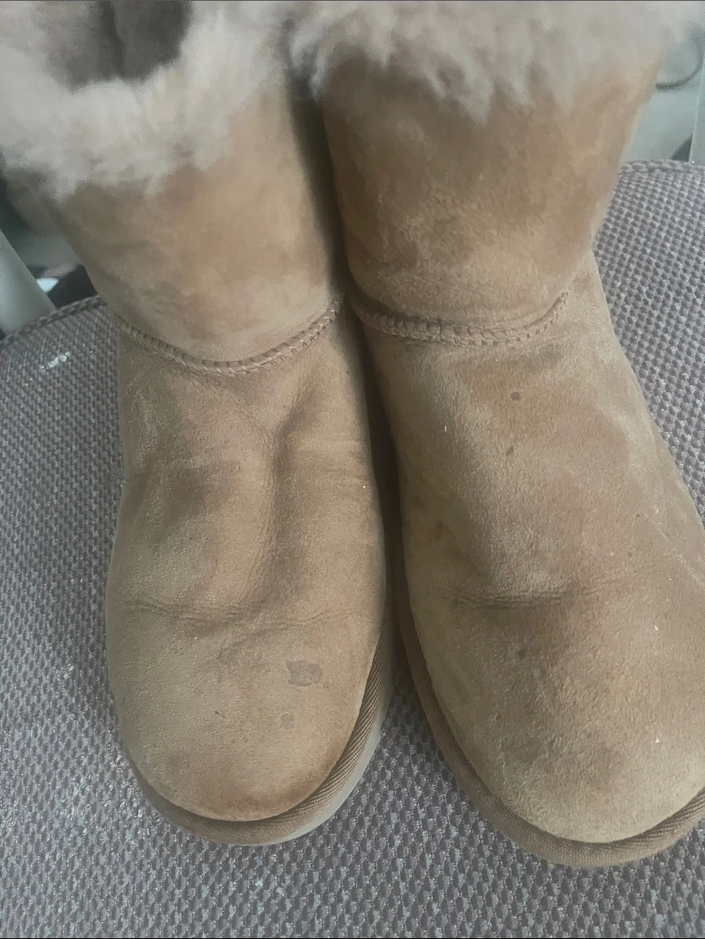 UGG Kids Tan Shearling Cuff Booties